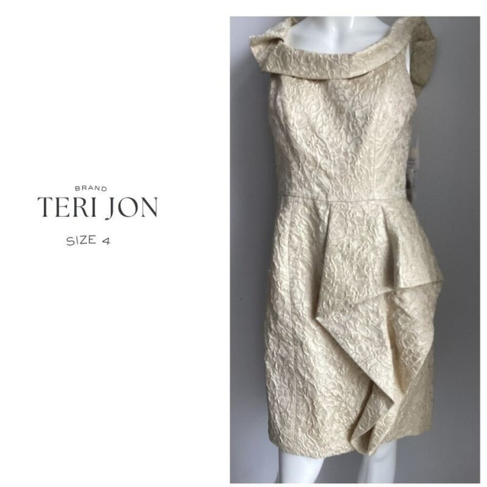 Teri Jon by Rickie Freeman Metallic Jacquard Shirtdress, Gold,